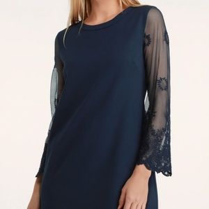 2/$15 NWT Navy Sheer Sleeve Mini Dress